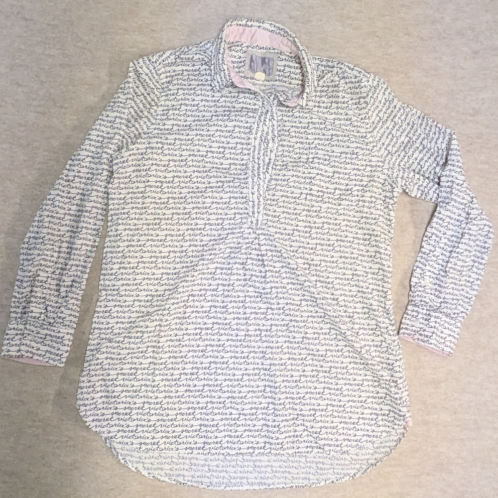 Silk & Cotton Night Shirt Long Sleeve Dress Nighty Victoria's Secret Size Large